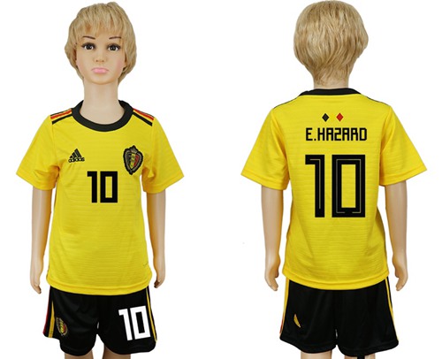 Belgium #10 E.Hazard Away Kid Soccer Country Jersey